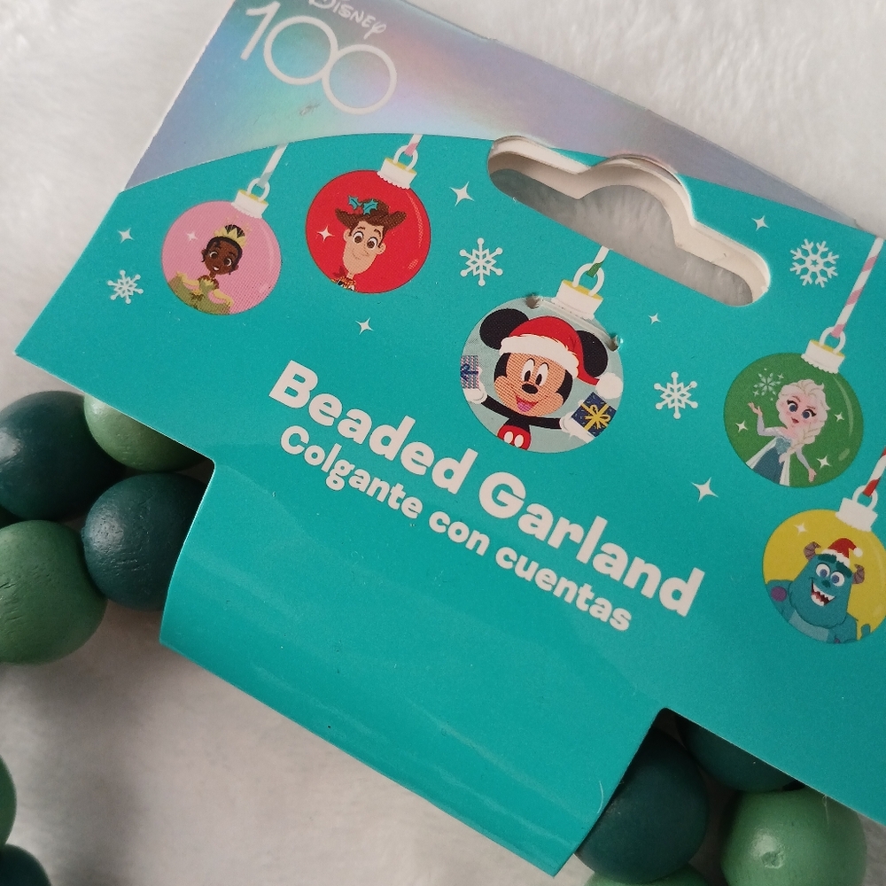 Mickey Mouse Wood Bead Christmas Garland Holiday Decoration 41 inch long. - Picture 6 of 6